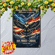 USA 250th Anniversary July 4th American Flag Metal Tin Sign Patriotic Wall Decor