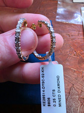 Gold Over Sterling Silver Round Diamond Hinged Huggie Hoop Earrings 0.25 CTW