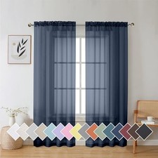 Pure Sheer Window Curtains Inch 72 Length 2 40"W x 72"L Pack of 2 Navy Blue