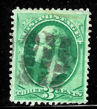 Nice Square Geometric Fancy Cancel 3 Cent Washington Banknote 1871-83 US 82A11
