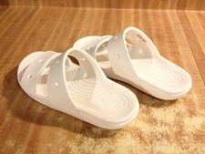 Crocs Womens 5M White Classic Baya 2 Strap Slip On Slide Sandals