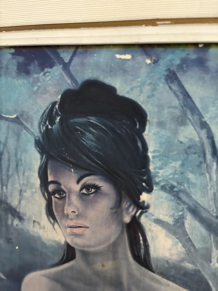 J H Lynch The Water Nymph 1960s Large Print original frame Kitch - Image 3 of 4