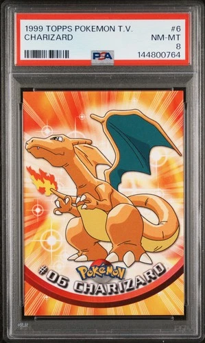 1999 TOPPS POKEMON TV #6 CHARIZARD PSA 8