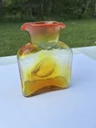 Blenko Tangerine Glass Water Bottle Decanter Hand Blown Vintage