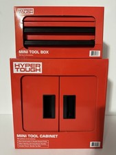 Hyper Tough Mini Tool Cabinet 2 Drawer Tool Box Storage Bundle Red