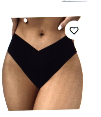 Shein Women's Black Ribbed V Cut High Waisted, High Leg Cheeky Swim Bottom - M