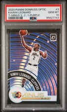 Kawhi Leonard 2020 Donruss Optic Card #3 T-Minus 3...2...1- PURPLE GEM MT 10