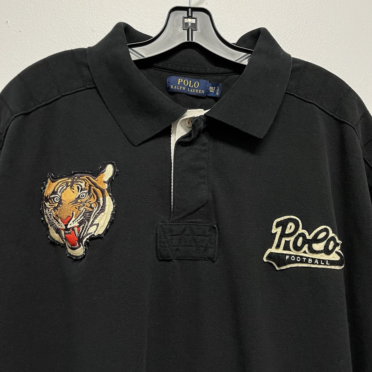 Polo Ralph Lauren Football Tiger 67 Patch Black Shirt Size 3XL