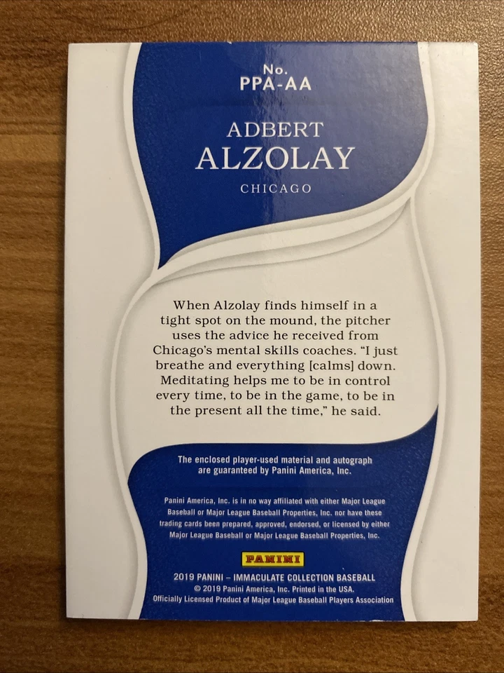 1/1 Adbert Alzolay Panini Immaculate Collection Prospect Patch Auto Brand Logo - Image 2 of 2