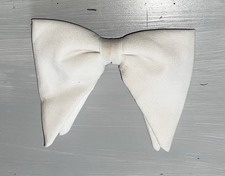 Vtg 1970 s White Clip-On HUGE Bow Tie Polyester Princess Consort Disco Boogie