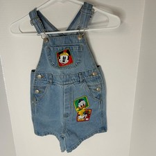 Mickey  Co. Jean Sz 4 Overalls Shorts Embroidered Mickey Mouse 90's Hip Hop