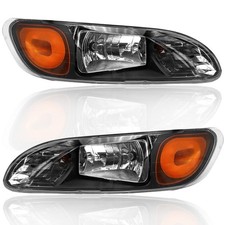 Black Headlights For 2005-2015 Peterbilt 387 325 330 335 337 340 w/ Bulbs LH RH