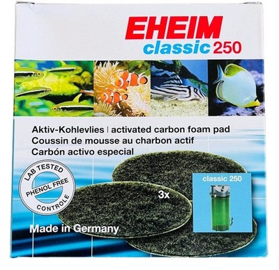 Eheim classic 250 Black Activated Carbon Foam Filter Pads, 3 Pack