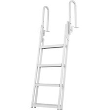 Dock Ladder Flip up 4 Steps, Aluminum Pontoon Boat Extension Ladder with 4 In. W