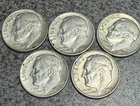 LOT OF 5 - 1959 ROOSEVELT DIMES 90% SILVER