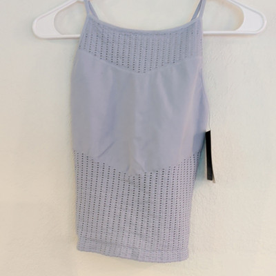 NUX Women s Blue Breathable Mesh Compression Tank Cami Scoop Neck One Size