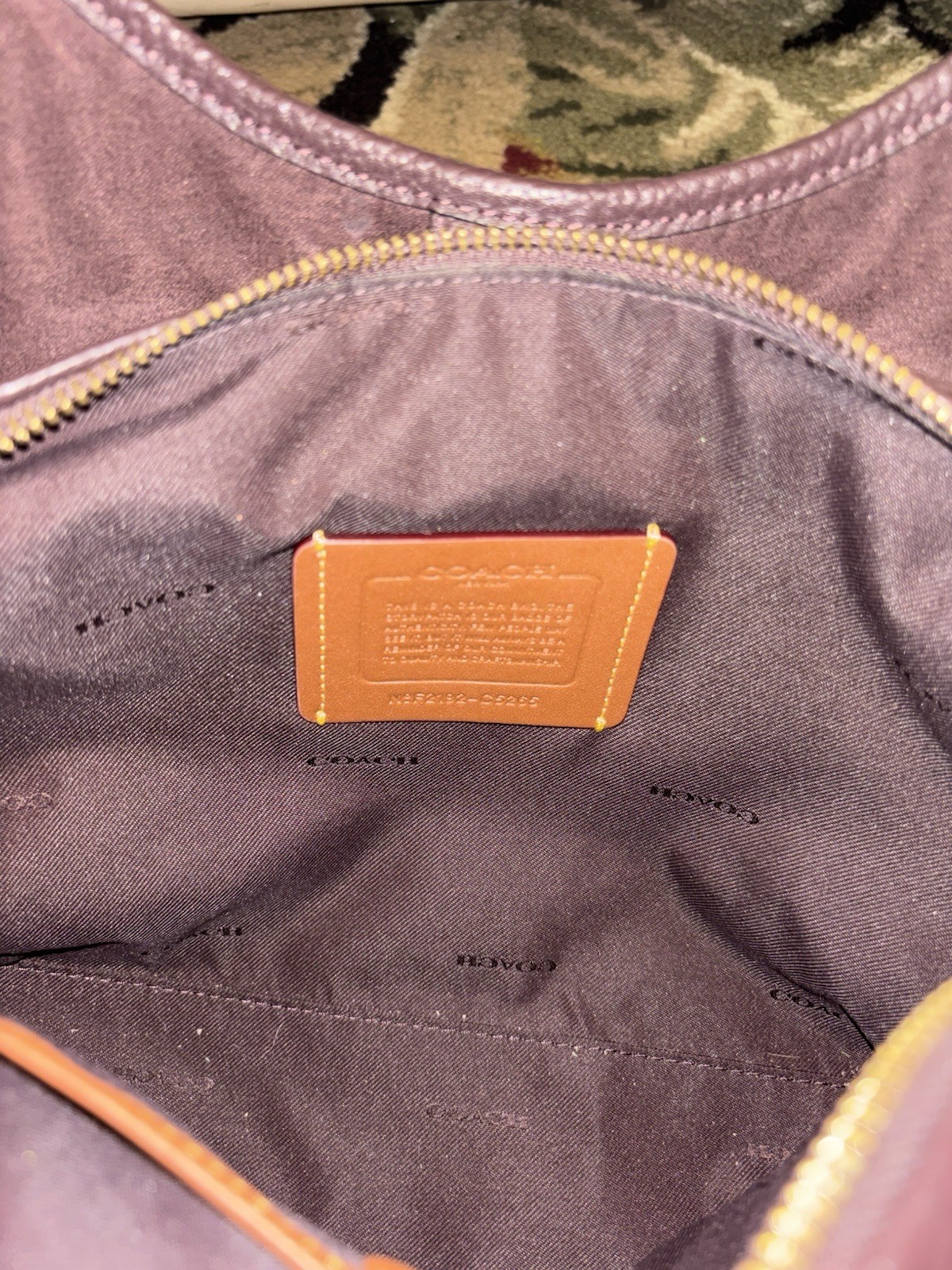 COACH LORI Shoulder bag Burgundy Red Pebbled Leather Suede Bag C5265 Excellent image 7