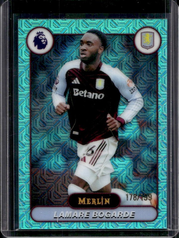 2026 Topps Merlin Premier League Lamare Bogarde Aqua Mojo Refractor #/199