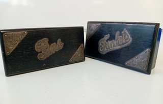 Pair of Antique 1902 Mahogany with Sterling Silver Trinket & Pin Boxes