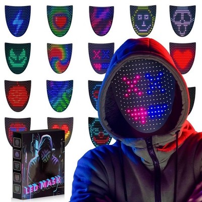 1 Pcs LED Mask with Gesture Sensor, Illuminated Mask for Kids/Men/Women