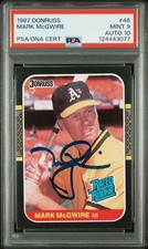 1987 Donruss Mark Mcgwire 46 Rated Rookie Auto Psa Mint 9 Psadna Auto 10 Pop 77