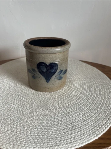Rowe Pottery Works 4 1/2 “ Salt Glazed 1990 Heart Crock