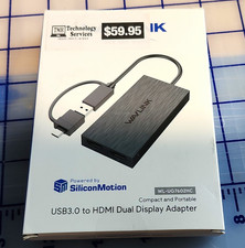 WAVLINK USB 3.0 to HDMI Adapter 1:2 Dual Display SiliconMotion Black WL-UG7602HC