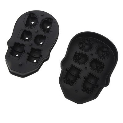 3D Skull Ice Cube Mold 6 Grid Flexible Silicone Skull Ice Maker Mold For Col SET