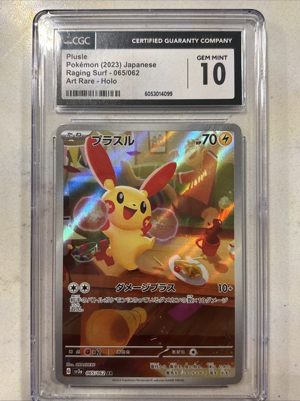 Pokemon TCG Plusle Holo Card 065/062 Sv3a: Raging Surf Japanese CGC Gem Mint 10