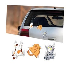 3PCS Scratch Cat Car Sticker, Vinyl Three Funny Cats Vehicle Bumper Small