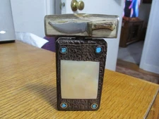*UNIQUE* HANDMADE 80S TOOLED MOP INLAY BELT BUCKLE WITH BLADE DAGGER *READ* F/S