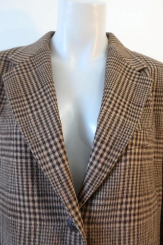 Womens Max Mara Black Tan Wool Angora Houndstooth Blazer Jacket 14 - Picture 2 of 10