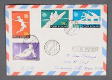 MayfairStamps Romania 1976 Montreal Olympics Combo to Sacramento CA Air Mail Cov