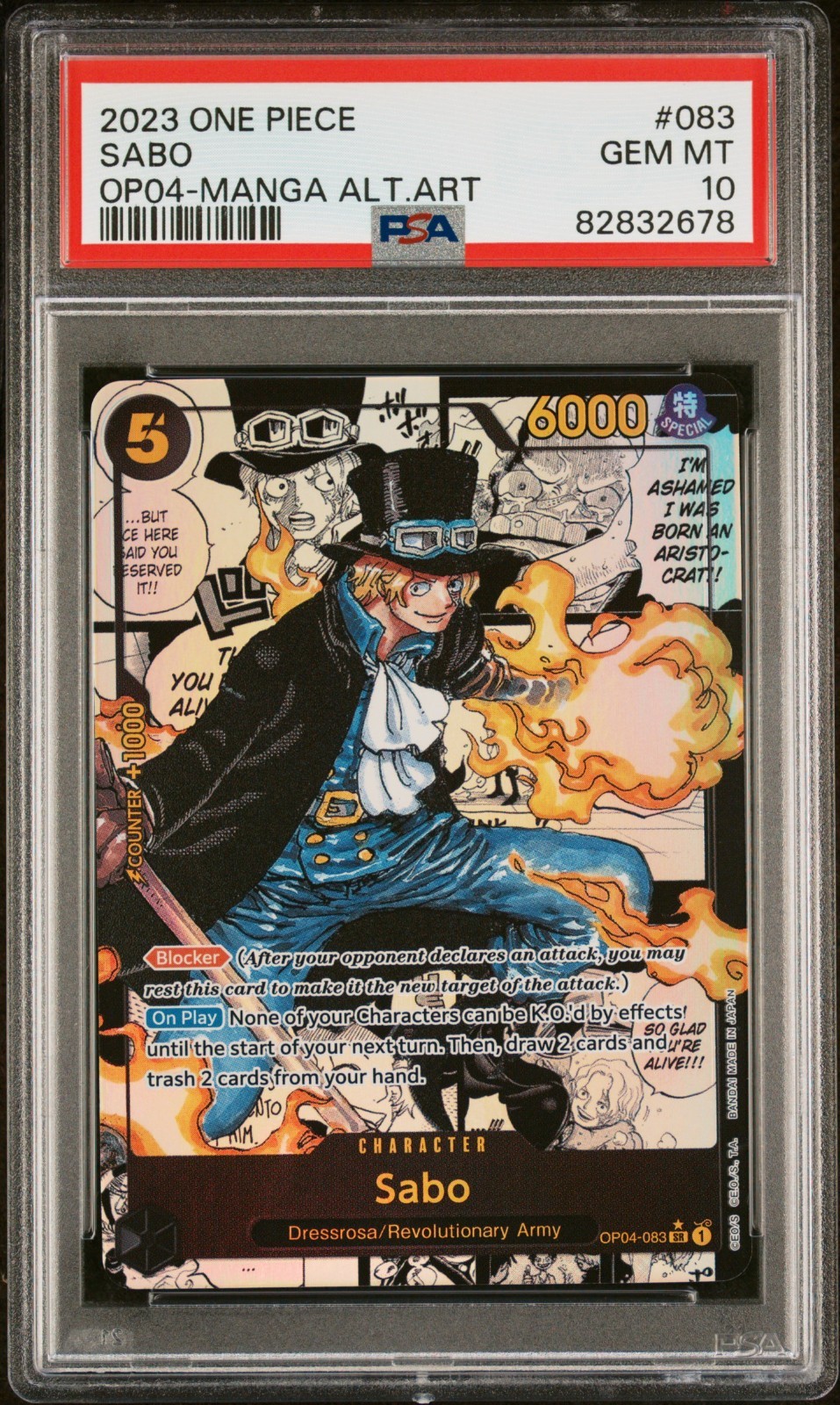 2023 Sabo Manga Alt Art OP04-083 Kingdoms Intrigue One Piece PSA 10 GEM