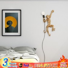 Vintage Wall Lamp Golden Monkey Shape Resin Table Light Fixture Home Room Decor