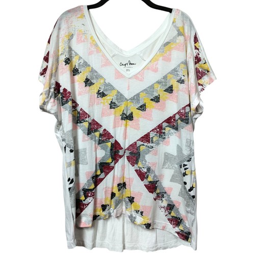 Chip & Pepper V-neck Top Southwest Print Short Sleeve Women's Size Large - Picture 2 of 6