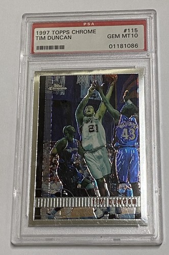 1997 TOPPS CHROME #115 TIM DUNCAN ROOKIE RC PSA 10