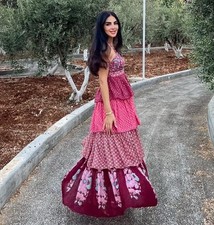 ZARA CROSSOVER STRAPS V-NECK MIDI PRINTED DRESS WITH FRILLS REF:5107/244 Size M