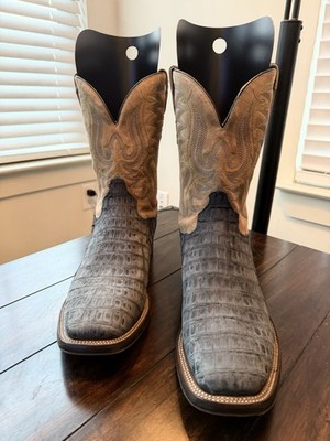 Dan Post Denim Nubuck Caiman Cowboy Boots - 13D *Rare Discontinued*