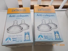 2 Boxes of 2 Each Dr. Brown's Anti-Colic Nipples, Level 2 Medium Flow, 3m+