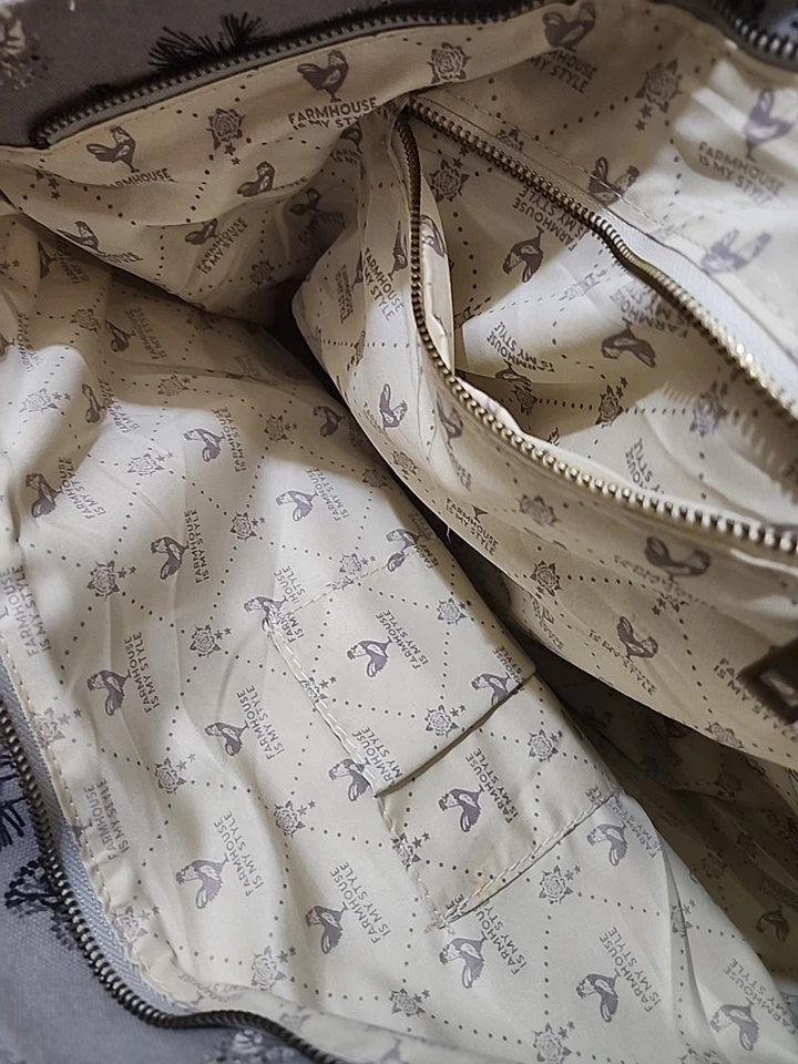 Farmhouse Is My Style Winter Birds Cotton Bag Purse Tote 18" - Image 4 of 4