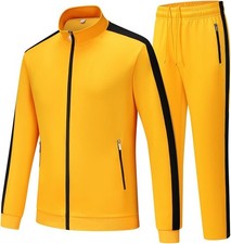 Men Tracksuit 2 Piece Full Zip Long Sleeve Athletic Sweatsuit Jacket Pants