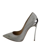 CASADEI Grey & Metallic Leather Glitter Pumps...
