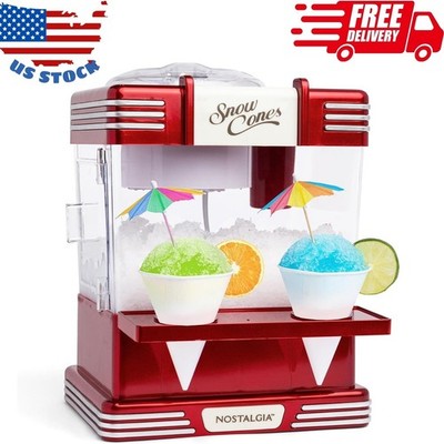 Snow Cone Shaved Ice Machine - Retro Table-Top Slushie Machine Makes 20 Icy
