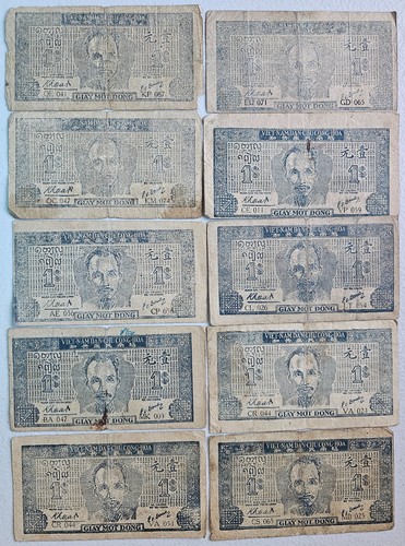North Vietnam 1 Dong 1947, Lot of 100 - Picture 10 of 12