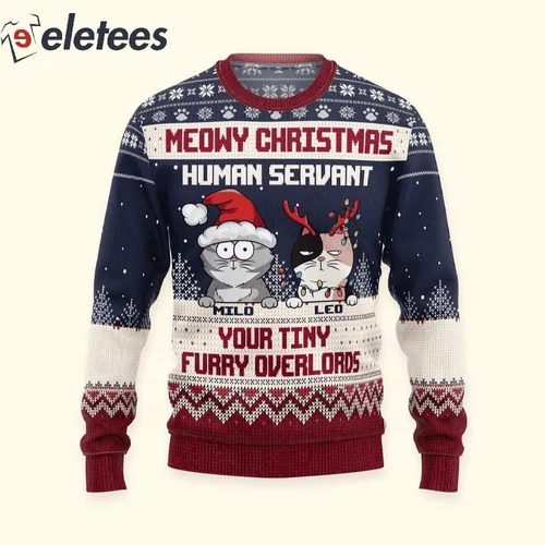 Meowy Christmas Human Servant Custom Name Ugly Christmas Sweater 2EJAIS5T