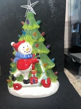 Stephanie Imports Christmas Tree with Snowman - Christmas Themed Ceramic LED ...