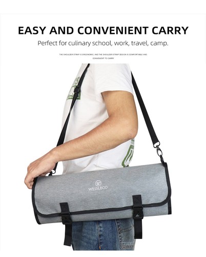 16 Slot Chef Knife Bag Roll Carry Case Adjustable Straps Kitchen Cooking Storage - Picture 12 of 12