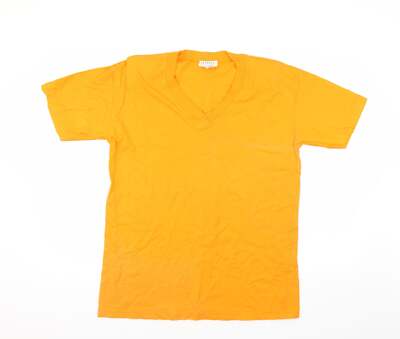 express Trikot Damen Orange 100% Baumwolle Basic T-Shirt Größe S V-Ausschnitt