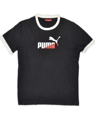 PUMA Mens Graphic T-Shirt Top Medium Black Cotton LD07 - Picture 1 of 3